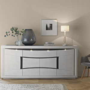 Enfilade galbée chêne blanchi 3 portes 1 tiroir